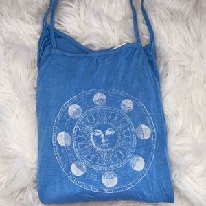 Blue Tank Top with Moon and sun